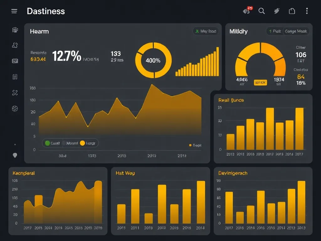 Professional business dashboard with golden and dark brown c